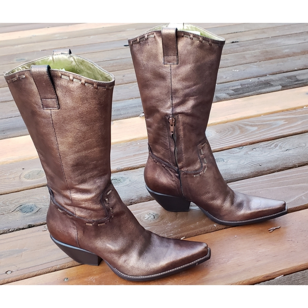 SOLD☆ DBCBgirls Metallic Leather Cowboy Boots 7.5 - Picture 6 of 10
